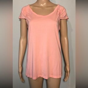 Loft Women's Shirt Size M Short Sleeve Pullover Boat Neck Cotton Blend Pleated